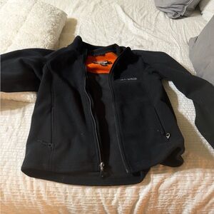 Harley-Davidson Black Jacket with Vibrant Orange Interior